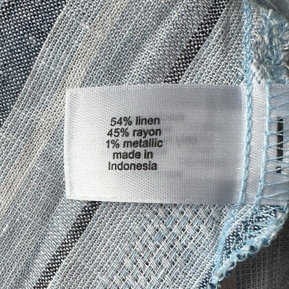 NWT Lane Bryant Linen Blend Off Shoulder Top in Blue, Silver, White - Size 14/16 - Picture 7 of 12